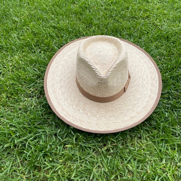 wyeth maddie tan palm straw panama western rancher ribbon trim sun hat One size - Picture 5 of 7